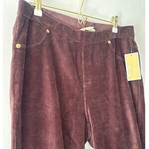 Micheal Kors brown stretch pants gold tone details easy wear daily wear Sz 1X